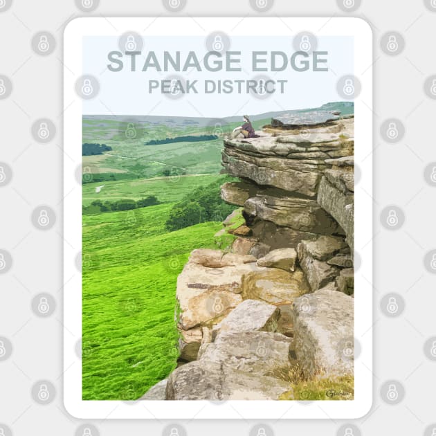 Stanage Edge Peak District, Derbyshire. Travel poster Sticker by BarbaraGlebska